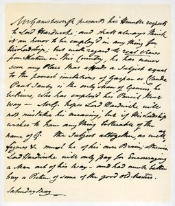 Lettera di Thomas Gainsborough a Lord Hardwicke, c1760-1770