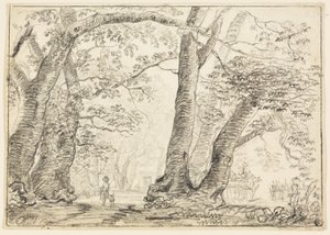 Uomo con cane nella foresta da Thomas Gainsborough