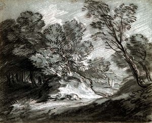 Paesaggio Boschivo con una Montagna Distante da Thomas Gainsborough