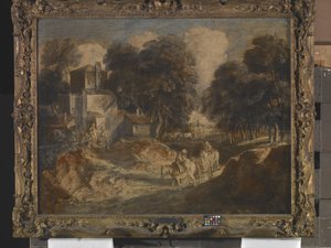 Paesaggio boscoso con contadini a cavallo da Thomas Gainsborough