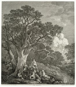Paesaggio boscoso con zingari raccolti attorno a un fuoco da Thomas Gainsborough