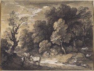 Paesaggio boscoso con pastore e bestiame, c.1775-80