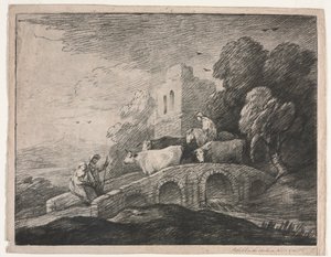 Paesaggio boscoso con mandriani che guidano il bestiame, 1779-1780