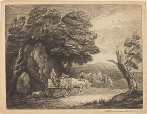 Paesaggio boscoso con due carri e figure da Thomas Gainsborough