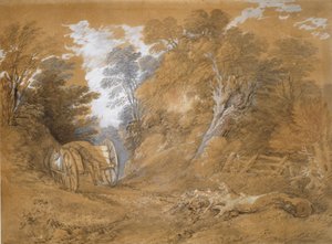 Paesaggio boscoso con un ragazzo contadino addormentato in un carro, XVIII secolo da Thomas Gainsborough