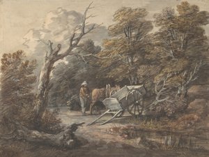 Scena boschiva con un contadino, un cavallo e un carro, ca. 1760 da Thomas Gainsborough