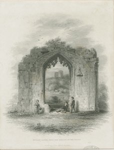 Castello di Dudley - Il Mastio: incisione (vignettata), nd [?19th cent] da Thomas Garner