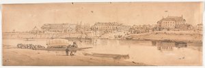 Una Selezione di Venti delle Vedute più Pittoresche di Parigi: Vista del Palazzo e del Villaggio di Choisi sulle Rive della Senna da Thomas Girtin