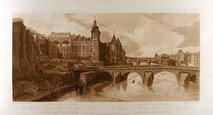 Veduta del Pont au Change, del Teatro della Città, del Pont Neuf, della prigione della Conciergerie ecc., presa dal Pont Notre-Dame da Thomas Girtin