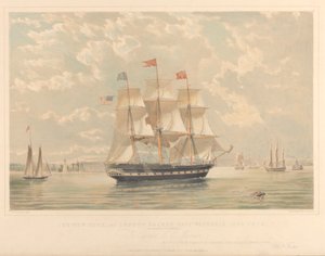 La nave packet New York e Londra Victoria (entrando nel porto di New York), c.1839-44 da Thomas Goldsworth Dutton