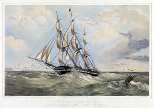 La nave a vela della linea di New York (Stati Uniti) Londra (Inghilterra), Southampton (capacità 1600 tonnellate). Litografia a colori di Thomas Goldsworth Dutton (1819-1891) da Thomas Goldsworth Dutton
