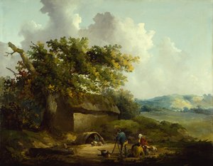 Contadini fuori da un cottage da Thomas Hand