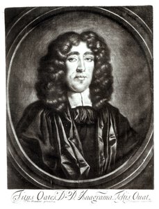 Ritratto di Titus Oates inciso da R. Thompson da Thomas Hawker