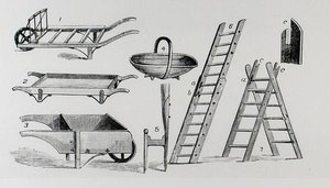 Carriole, trug e scale, da 