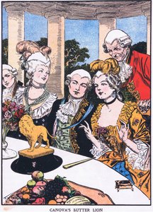 Il leone di burro di Canova (litografia a colori) da Thomas Heath Robinson