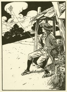 Franklin e il suo aquilone (incisione) da Thomas Heath Robinson