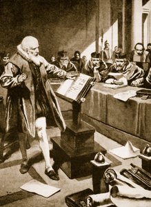 Galileo appare davanti ai cardinali (litografia) da Thomas Heath Robinson