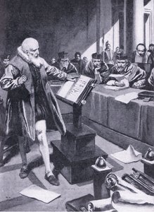 Galileo appare davanti ai cardinali a Roma, illustrazione da "Cassell