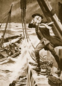 John Smeaton al lavoro sul suo faro di Eddystone (litografia)