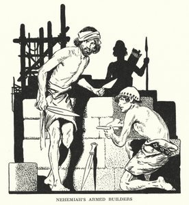 I costruttori armati di Neemia (litografia)