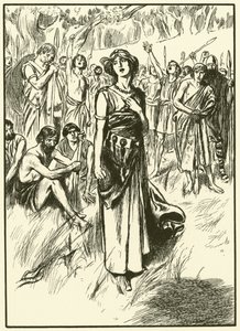 La regina Boadicea e i suoi soldati (incisione) da Thomas Heath Robinson