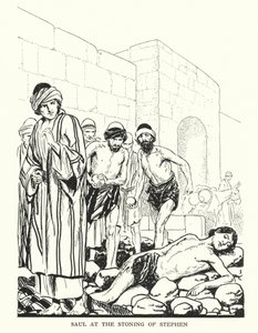 Saulo alla lapidazione di Stefano (litografia) da Thomas Heath Robinson