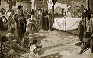La rappresentazione di un primo dramma giallo, illustrazione da "Hutchinson