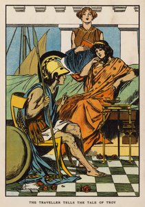 Il viaggiatore racconta la storia di Troia (litografia a colori)