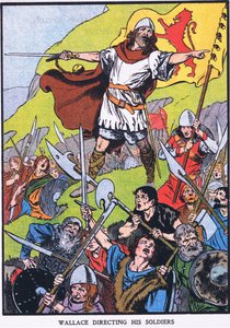 Wallace dirige i suoi soldati (litografia a colori) da Thomas Heath Robinson
