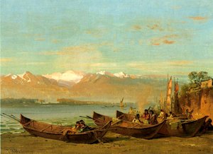 Il festival del salmone, fiume Columbia, c.1888 da Thomas Hill