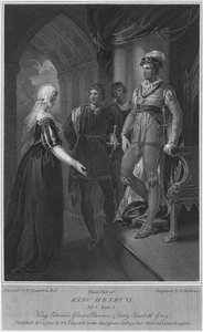 Terza parte di Re Enrico VI. Atto 3. Scena 2. Re Edoardo, Gloucester, Clarence e Lady Elizabeth Gre da Thomas Holloway