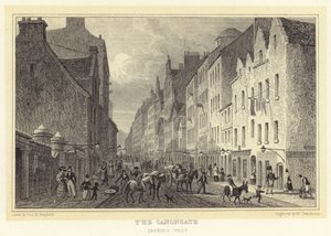 The Canongate, vista verso ovest (incisione) da Thomas Hosmer (after) Shepherd
