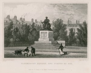 Bloomsbury Square, e statua di Fox da Thomas Hosmer Shepherd