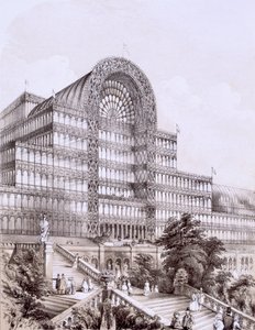 Crystal Palace a Sydenham, la parte anteriore del Grande Transepto, c1854 da Thomas Hosmer Shepherd
