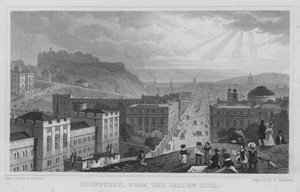 Edimburgo, dalla Calton Hill (incisione)