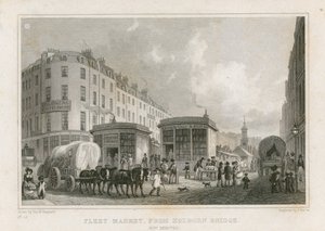 Mercato della flotta dal ponte di Holborn (ora rimosso) da Thomas Hosmer Shepherd
