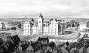 Ospedale di Heriot, dalla Castle Hill, inciso da William Watkins, c.1830 da Thomas Hosmer Shepherd