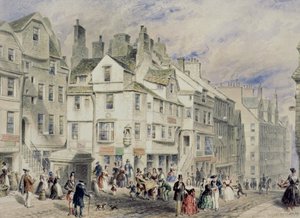 High Street, Edimburgo, con la casa di John Knox, XIX secolo