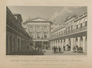 Deposito di cavalli e carrozze di Londra da Thomas Hosmer Shepherd