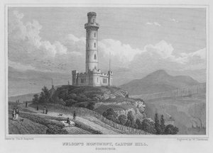 Monumento di Nelson, Calton Hill, Edimburgo (incisione) da Thomas Hosmer Shepherd