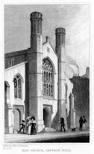 Nuova Chiesa, Saffron Hill, Camden, Londra, XIX secolo da Thomas Hosmer Shepherd