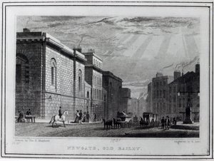 Prigione di Newgate e Old Bailey, inciso da Robert Acon, 1831 da Thomas Hosmer Shepherd