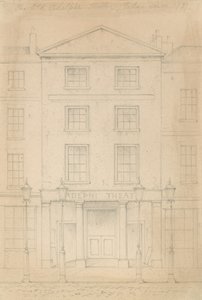 Schizzo originale a matita del Teatro Adelphi, Londra, di Thomas H Shepherd