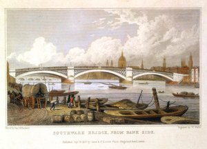Ponte di Southwark dal lato della Banca, Londra da Thomas Hosmer Shepherd