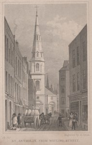 San Antholin, da Watling Street, inciso da A. Cruse, c.1830 da Thomas Hosmer Shepherd