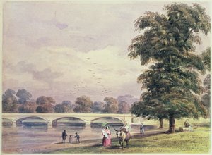 Il ponte tra Kensington Gardens e Hyde Park sul Serpentine da Thomas Hosmer Shepherd