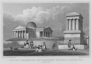 Il nuovo osservatorio e il monumento di Playfair, Calton Hill, Edimburgo da Thomas Hosmer Shepherd
