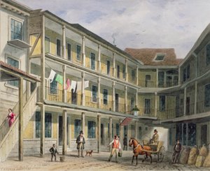 Veduta del cortile della Blue Boar Inn, no.30 Aldgate, c.1850 da Thomas Hosmer Shepherd