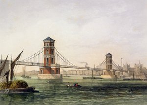 Veduta del ponte di Hungerford da est, inciso da Jean Jacottet, 1854 da Thomas Hosmer Shepherd