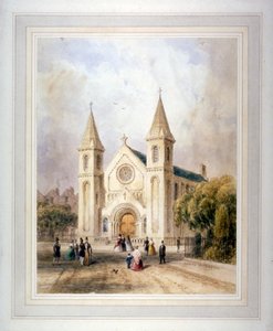 Vista di un edificio religioso sconosciuto in Regent Square, St Pancras, Londra, 1842 da Thomas Hosmer Shepherd